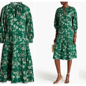 Alice + Olivia Green Floral Long Sleeve Dress size small